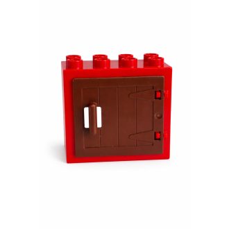 Lego Duplo piros sötétbarna deszkás ablak