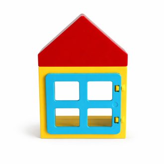 Lego Duplo sárga kék ablak piros tetővel